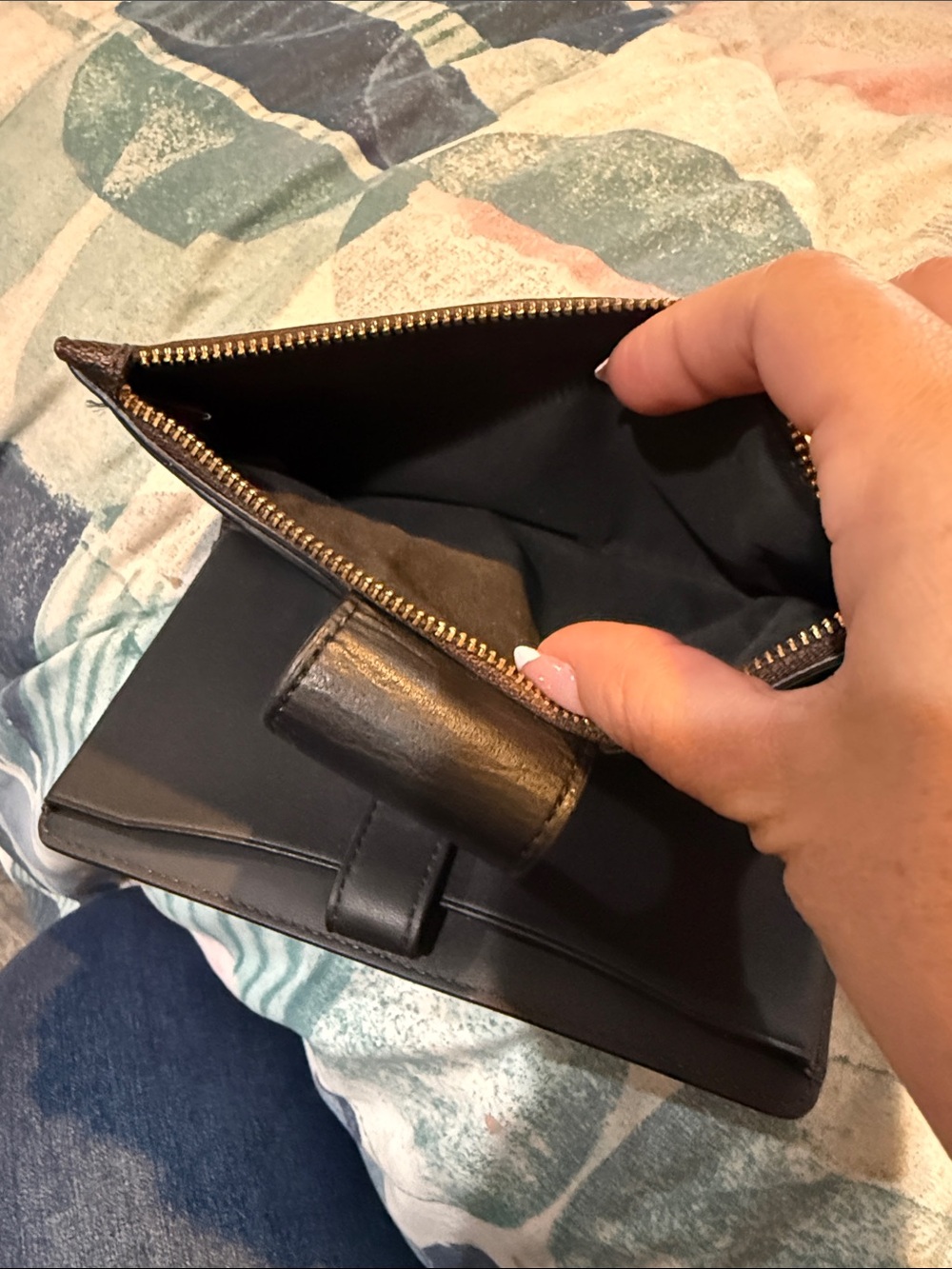 Coach Brown and Black Signature Canvas phone Wallet - Picture 5 of 8